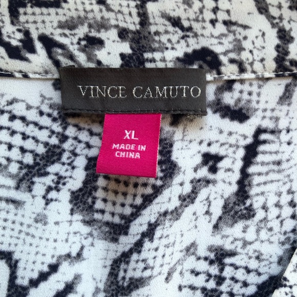 Vince Camuto White/Gray Snake Skin Animal Print Blouse Shirt Women’s Size XL - Picture 8 of 16